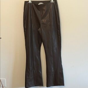 Abercrombie & Fitch Dark Brown Vegan Leather Flare Pants